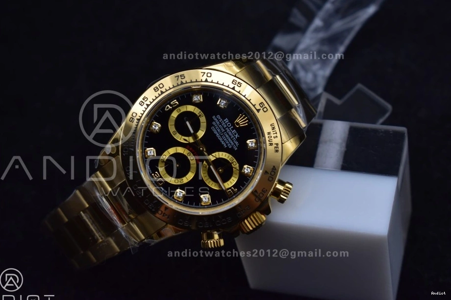 Bracelet 116508 Dial QF V2 1:1 Edition YG Black Best Daytona SH4130 Diamonds on 0413